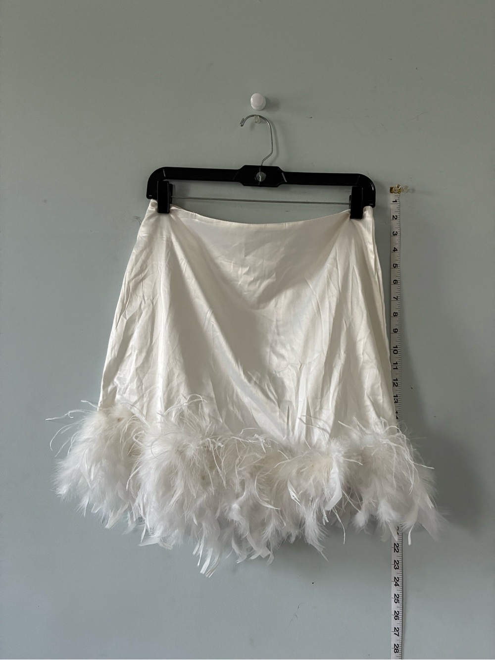 12th Tribe White Feather-Hem A-Line Mini Skirt Sz. Medium